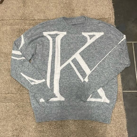 Skull Cashmere Sweater 100% Cashmere Crewneck Apres Ski Gray Size Large - Picture 2 of 5